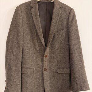 Ben Sherman Wool Blend Brown Herringbone Blazer, XS